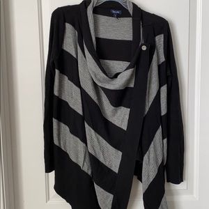 Splendid Grey/Black Striped Crossover Sweater